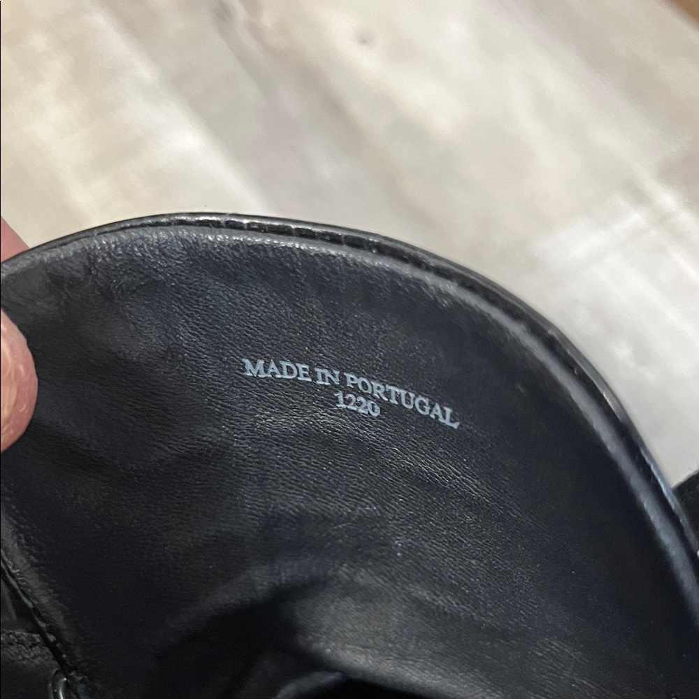 All Saints Black Croc-Embossed Patent Leather Lace-Up Ankle Boots - Picture 7 of 8